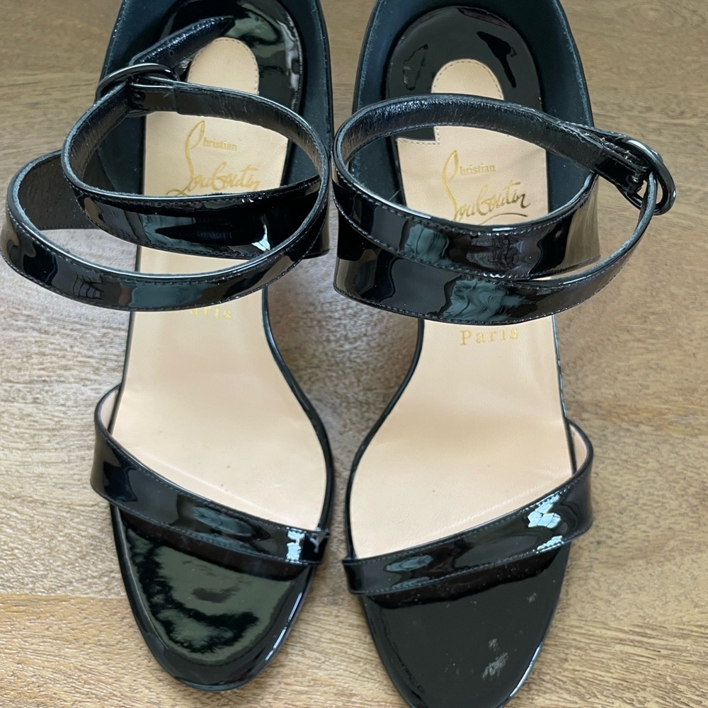 Christian Louboutin Black Patent Leather Sandals
